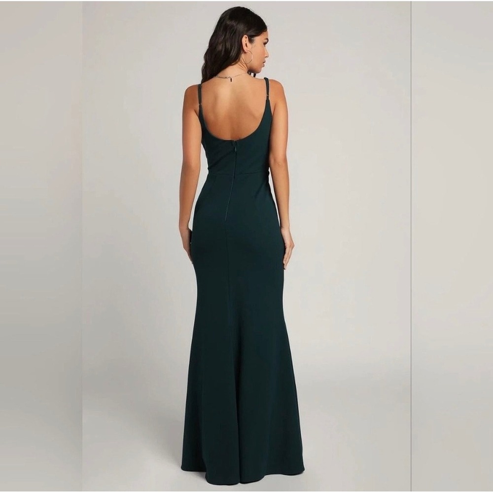 Lulus Teal Satin Maxi Dress Slip Bias Cut Mermaid Formal Wedding Guest M Prom - Picture 2 of 11